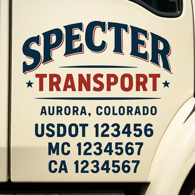 Custom Designed USDOT (DOT) Truck Door Lettering Decal Signs | Graphic Designed USDOT Lettering For Semi-Trucks, Work Trucks & Box Trucks | Add Your Trucking Name, USDOT, MC, CA, KYU, GVW & VIN (2-Pack)