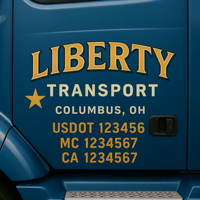 Custom Designed USDOT (DOT) Truck Door Lettering Decal Signs | Graphic Designed USDOT Lettering For Semi-Trucks, Work Trucks & Box Trucks | Add Your Trucking Name, USDOT, MC, CA, KYU, GVW & VIN (2-Pack)