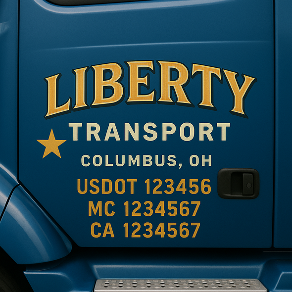 Custom Designed USDOT (DOT) Truck Door Lettering Decal Signs | Graphic Designed USDOT Lettering For Semi-Trucks, Work Trucks & Box Trucks | Add Your Trucking Name, USDOT, MC, CA, KYU, GVW & VIN (2-Pack)