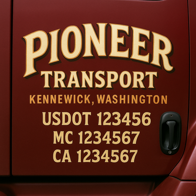 Custom Designed USDOT (DOT) Truck Door Lettering Decal Signs | Graphic Designed USDOT Lettering For Semi-Trucks, Work Trucks & Box Trucks | Add Your Trucking Name, USDOT, MC, CA, KYU, GVW & VIN (2-Pack)