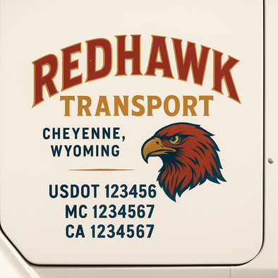 Custom Designed USDOT (DOT) Truck Door Lettering Decal Signs | Graphic Designed USDOT Lettering For Semi-Trucks, Work Trucks & Box Trucks | Add Your Trucking Name, USDOT, MC, CA, KYU, GVW & VIN (2-Pack)