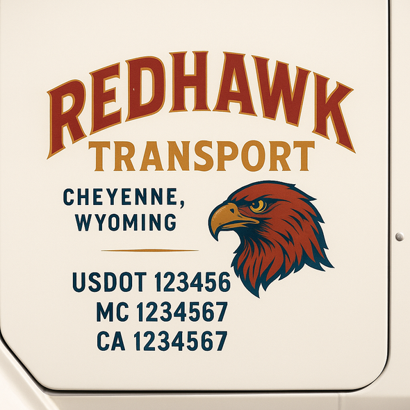 Custom Designed USDOT (DOT) Truck Door Lettering Decal Signs | Graphic Designed USDOT Lettering For Semi-Trucks, Work Trucks & Box Trucks | Add Your Trucking Name, USDOT, MC, CA, KYU, GVW & VIN (2-Pack)