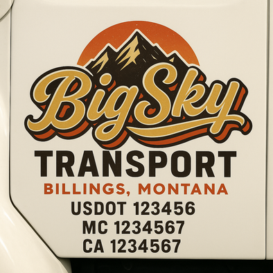 Custom Designed USDOT (DOT) Truck Door Lettering Decal Signs | Graphic Designed USDOT Lettering For Semi-Trucks, Work Trucks & Box Trucks | Add Your Trucking Name, USDOT, MC, CA, KYU, GVW & VIN (2-Pack)