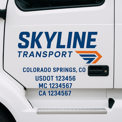 Custom Designed USDOT (DOT) Truck Door Lettering Decal Signs | Graphic Designed USDOT Lettering For Semi-Trucks, Work Trucks & Box Trucks | Add Your Trucking Name, USDOT, MC, CA, KYU, GVW & VIN (2-Pack)