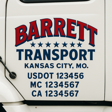 Custom Designed USDOT (DOT) Truck Door Lettering Decal Signs | Graphic Designed USDOT Lettering For Semi-Trucks, Work Trucks & Box Trucks | Add Your Trucking Name, USDOT, MC, CA, KYU, GVW & VIN (2-Pack)