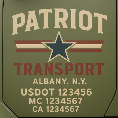 Custom Designed USDOT (DOT) Truck Door Lettering Decal Signs | Graphic Designed USDOT Lettering For Semi-Trucks, Work Trucks & Box Trucks | Add Your Trucking Name, USDOT, MC, CA, KYU, GVW & VIN (2-Pack)