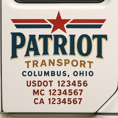 Custom Designed USDOT (DOT) Truck Door Lettering Decal Signs | Graphic Designed USDOT Lettering For Semi-Trucks, Work Trucks & Box Trucks | Add Your Trucking Name, USDOT, MC, CA, KYU, GVW & VIN (2-Pack)