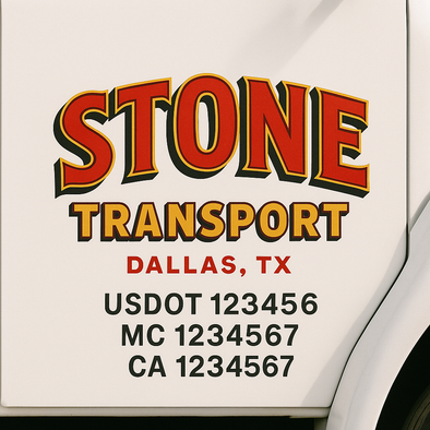 Custom Designed USDOT (DOT) Truck Door Lettering Decal Signs | Graphic Designed USDOT Lettering For Semi-Trucks, Work Trucks & Box Trucks | Add Your Trucking Name, USDOT, MC, CA, KYU, GVW & VIN (2-Pack)
