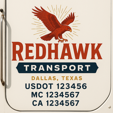 Custom Designed USDOT (DOT) Truck Door Lettering Decal Signs | Graphic Designed USDOT Lettering For Semi-Trucks, Work Trucks & Box Trucks | Add Your Trucking Name, USDOT, MC, CA, KYU, GVW & VIN (2-Pack)