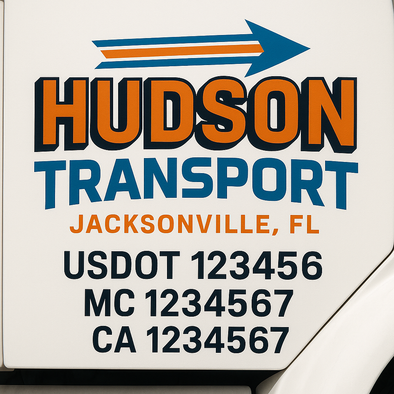 Custom Designed USDOT (DOT) Truck Door Lettering Decal Signs | Graphic Designed USDOT Lettering For Semi-Trucks, Work Trucks & Box Trucks | Add Your Trucking Name, USDOT, MC, CA, KYU, GVW & VIN (2-Pack)