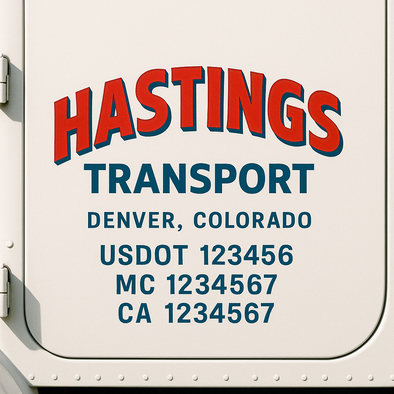 Custom Designed USDOT (DOT) Truck Door Lettering Decal Signs | Graphic Designed USDOT Lettering For Semi-Trucks, Work Trucks & Box Trucks | Add Your Trucking Name, USDOT, MC, CA, KYU, GVW & VIN (2-Pack)