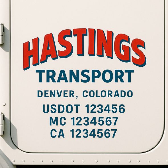 Custom Designed USDOT (DOT) Truck Door Lettering Decal Signs | Graphic Designed USDOT Lettering For Semi-Trucks, Work Trucks & Box Trucks | Add Your Trucking Name, USDOT, MC, CA, KYU, GVW & VIN (2-Pack)