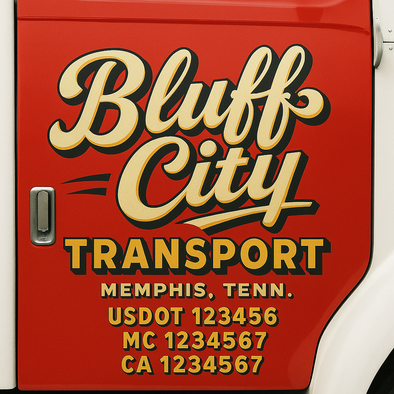 Custom Designed USDOT (DOT) Truck Door Lettering Decal Signs | Graphic Designed USDOT Lettering For Semi-Trucks, Work Trucks & Box Trucks | Add Your Trucking Name, USDOT, MC, CA, KYU, GVW & VIN (2-Pack)