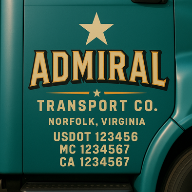 Custom Designed USDOT (DOT) Truck Door Lettering Decal Signs | Graphic Designed USDOT Lettering For Semi-Trucks, Work Trucks & Box Trucks | Add Your Trucking Name, USDOT, MC, CA, KYU, GVW & VIN (2-Pack)