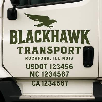 Custom Designed USDOT (DOT) Truck Door Lettering Decal Signs | Graphic Designed USDOT Lettering For Semi-Trucks, Work Trucks & Box Trucks | Add Your Trucking Name, USDOT, MC, CA, KYU, GVW & VIN (2-Pack)