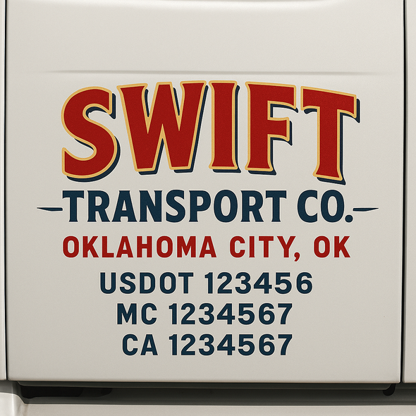 Custom Designed USDOT (DOT) Truck Door Lettering Decal Signs | Graphic Designed USDOT Lettering For Semi-Trucks, Work Trucks & Box Trucks | Add Your Trucking Name, USDOT, MC, CA, KYU, GVW & VIN (2-Pack)