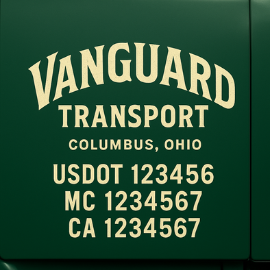 Custom Designed USDOT (DOT) Truck Door Lettering Decal Signs | Graphic Designed USDOT Lettering For Semi-Trucks, Work Trucks & Box Trucks | Add Your Trucking Name, USDOT, MC, CA, KYU, GVW & VIN (2-Pack)