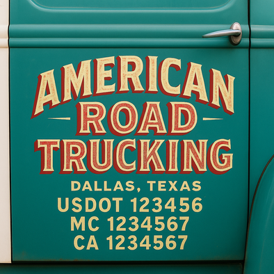 Custom Designed USDOT (DOT) Truck Door Lettering Decal Signs | Graphic Designed USDOT Lettering For Semi-Trucks, Work Trucks & Box Trucks | Add Your Trucking Name, USDOT, MC, CA, KYU, GVW & VIN (2-Pack)