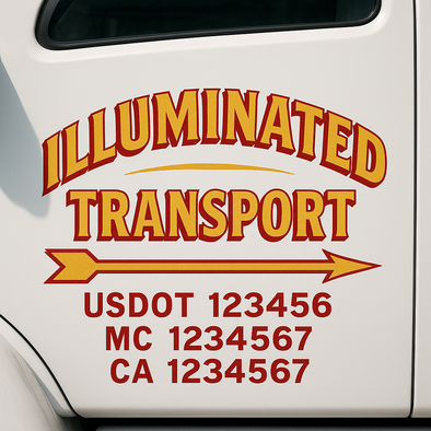 Custom Designed USDOT (DOT) Truck Door Lettering Decal Signs | Graphic Designed USDOT Lettering For Semi-Trucks, Work Trucks & Box Trucks | Add Your Trucking Name, USDOT, MC, CA, KYU, GVW & VIN (2-Pack)