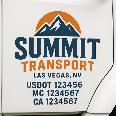 Custom Designed USDOT (DOT) Truck Door Lettering Decal Signs | Graphic Designed USDOT Lettering For Semi-Trucks, Work Trucks & Box Trucks | Add Your Trucking Name, USDOT, MC, CA, KYU, GVW & VIN (2-Pack)