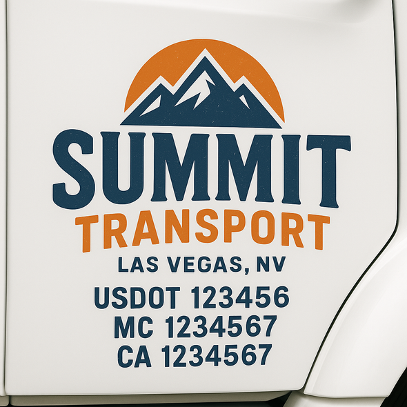 Custom Designed USDOT (DOT) Truck Door Lettering Decal Signs | Graphic Designed USDOT Lettering For Semi-Trucks, Work Trucks & Box Trucks | Add Your Trucking Name, USDOT, MC, CA, KYU, GVW & VIN (2-Pack)
