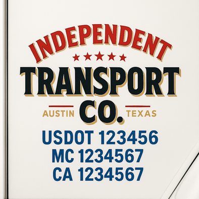 Custom Designed USDOT (DOT) Truck Door Lettering Decal Signs | Graphic Designed USDOT Lettering For Semi-Trucks, Work Trucks & Box Trucks | Add Your Trucking Name, USDOT, MC, CA, KYU, GVW & VIN (2-Pack)