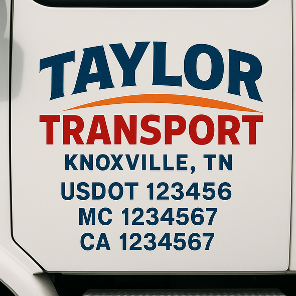 Custom Designed USDOT (DOT) Truck Door Lettering Decal Signs | Graphic Designed USDOT Lettering For Semi-Trucks, Work Trucks & Box Trucks | Add Your Trucking Name, USDOT, MC, CA, KYU, GVW & VIN (2-Pack)