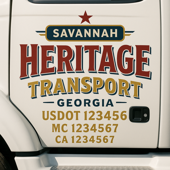 Custom Designed USDOT (DOT) Truck Door Lettering Decal Signs | Graphic Designed USDOT Lettering For Semi-Trucks, Work Trucks & Box Trucks | Add Your Trucking Name, USDOT, MC, CA, KYU, GVW & VIN (2-Pack)