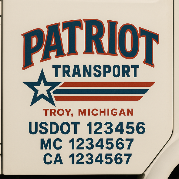 Custom Designed USDOT (DOT) Truck Door Lettering Decal Signs | Graphic Designed USDOT Lettering For Semi-Trucks, Work Trucks & Box Trucks | Add Your Trucking Name, USDOT, MC, CA, KYU, GVW & VIN (2-Pack)