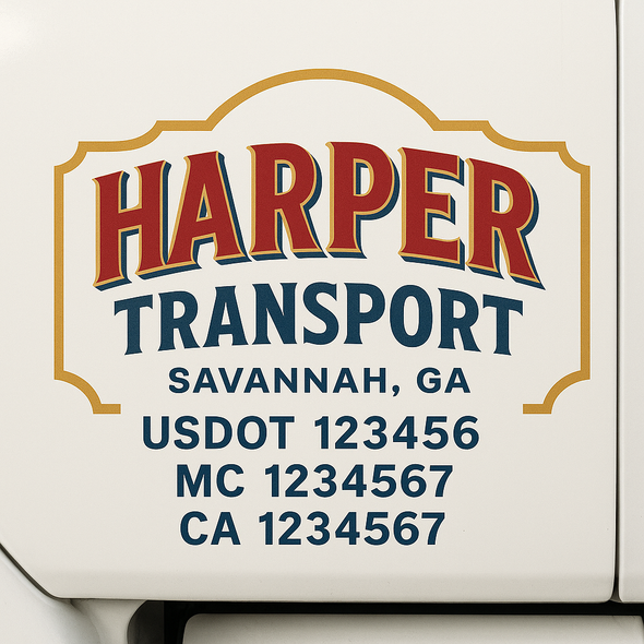 Custom Designed USDOT (DOT) Truck Door Lettering Decal Signs | Graphic Designed USDOT Lettering For Semi-Trucks, Work Trucks & Box Trucks | Add Your Trucking Name, USDOT, MC, CA, KYU, GVW & VIN (2-Pack)