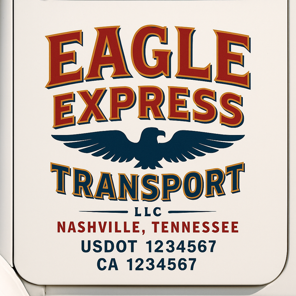 Custom Designed USDOT (DOT) Truck Door Lettering Decal Signs | Graphic Designed USDOT Lettering For Semi-Trucks, Work Trucks & Box Trucks | Add Your Trucking Name, USDOT, MC, CA, KYU, GVW & VIN (2-Pack)