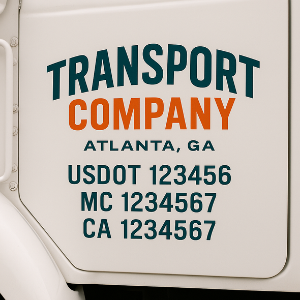 Custom Designed USDOT (DOT) Truck Door Lettering Decal Signs | Graphic Designed USDOT Lettering For Semi-Trucks, Work Trucks & Box Trucks | Add Your Trucking Name, USDOT, MC, CA, KYU, GVW & VIN (2-Pack)