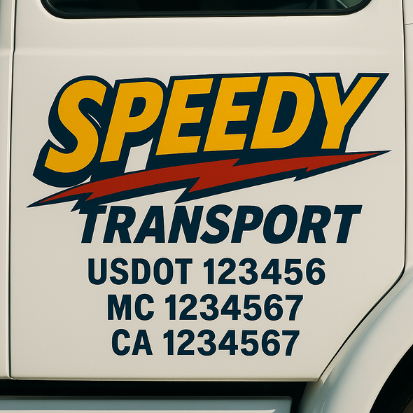 Custom Designed USDOT (DOT) Truck Door Lettering Decal Signs | Graphic Designed USDOT Lettering For Semi-Trucks, Work Trucks & Box Trucks | Add Your Trucking Name, USDOT, MC, CA, KYU, GVW & VIN (2-Pack)