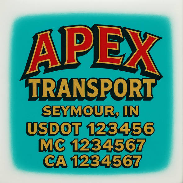 Custom Designed USDOT (DOT) Truck Door Lettering Decal Signs | Graphic Designed USDOT Lettering For Semi-Trucks, Work Trucks & Box Trucks | Add Your Trucking Name, USDOT, MC, CA, KYU, GVW & VIN (2-Pack)