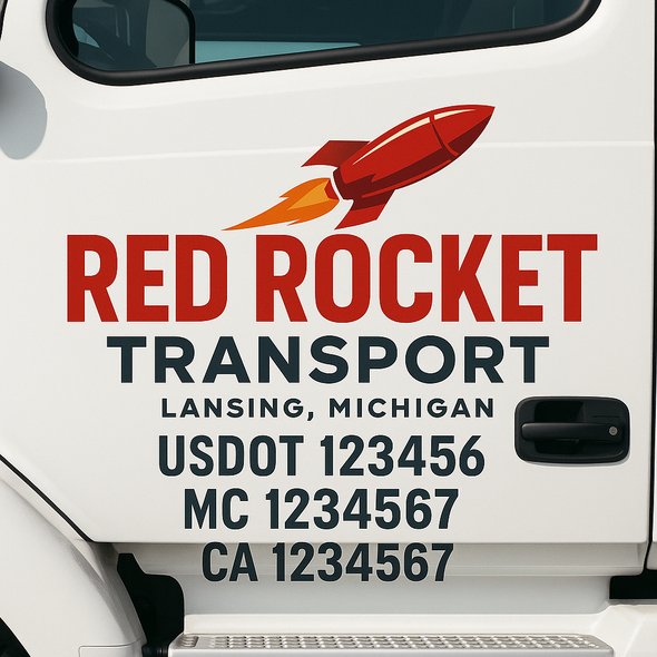 Custom Designed USDOT (DOT) Truck Door Lettering Decal Signs | Graphic Designed USDOT Lettering For Semi-Trucks, Work Trucks & Box Trucks | Add Your Trucking Name, USDOT, MC, CA, KYU, GVW & VIN (2-Pack)
