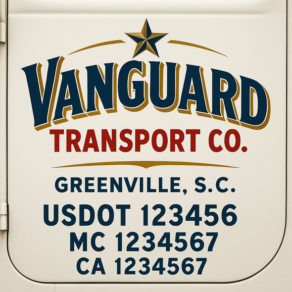 Custom Designed USDOT (DOT) Truck Door Lettering Decal Signs | Graphic Designed USDOT Lettering For Semi-Trucks, Work Trucks & Box Trucks | Add Your Trucking Name, USDOT, MC, CA, KYU, GVW & VIN (2-Pack)