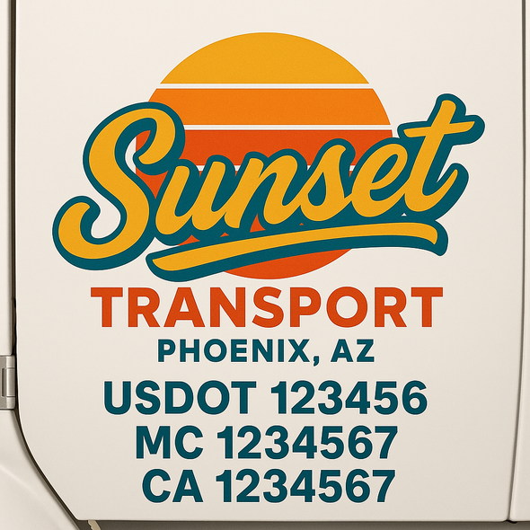 Custom Designed USDOT (DOT) Truck Door Lettering Decal Signs | Graphic Designed USDOT Lettering For Semi-Trucks, Work Trucks & Box Trucks | Add Your Trucking Name, USDOT, MC, CA, KYU, GVW & VIN (2-Pack)