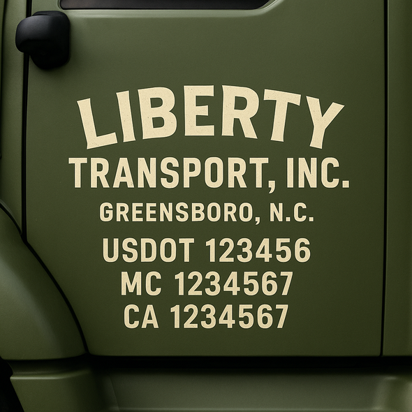 Custom Designed USDOT (DOT) Truck Door Lettering Decal Signs | Graphic Designed USDOT Lettering For Semi-Trucks, Work Trucks & Box Trucks | Add Your Trucking Name, USDOT, MC, CA, KYU, GVW & VIN (2-Pack)