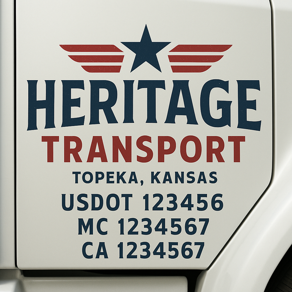 Custom Designed USDOT (DOT) Truck Door Lettering Decal Signs | Graphic Designed USDOT Lettering For Semi-Trucks, Work Trucks & Box Trucks | Add Your Trucking Name, USDOT, MC, CA, KYU, GVW & VIN (2-Pack)