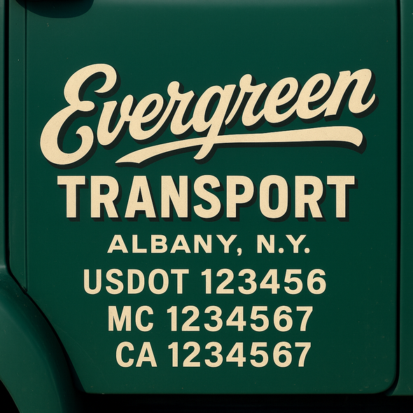 Custom Designed USDOT (DOT) Truck Door Lettering Decal Signs | Graphic Designed USDOT Lettering For Semi-Trucks, Work Trucks & Box Trucks | Add Your Trucking Name, USDOT, MC, CA, KYU, GVW & VIN (2-Pack)