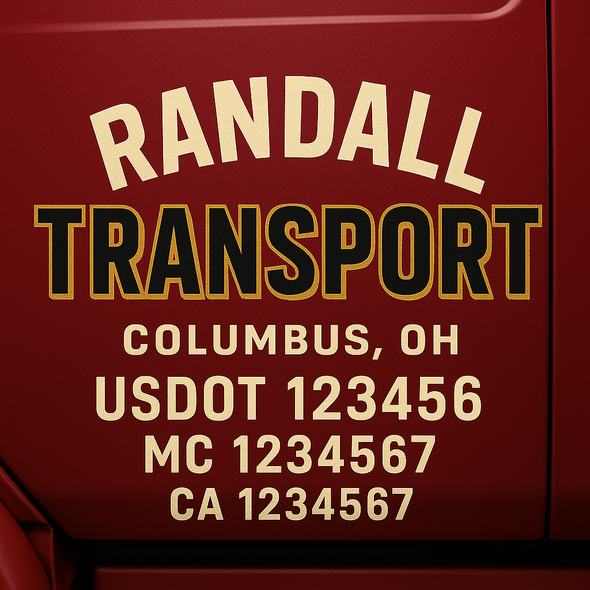 Custom Designed USDOT (DOT) Truck Door Lettering Decal Signs | Graphic Designed USDOT Lettering For Semi-Trucks, Work Trucks & Box Trucks | Add Your Trucking Name, USDOT, MC, CA, KYU, GVW & VIN (2-Pack)