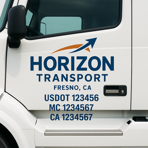 Custom Designed USDOT (DOT) Truck Door Lettering Decal Signs | Graphic Designed USDOT Lettering For Semi-Trucks, Work Trucks & Box Trucks | Add Your Trucking Name, USDOT, MC, CA, KYU, GVW & VIN (2-Pack)