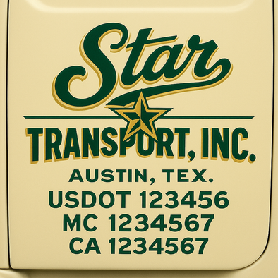 Custom Designed USDOT (DOT) Truck Door Lettering Decal Signs | Graphic Designed USDOT Lettering For Semi-Trucks, Work Trucks & Box Trucks | Add Your Trucking Name, USDOT, MC, CA, KYU, GVW & VIN (2-Pack)
