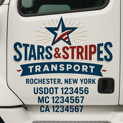 Custom Designed USDOT (DOT) Truck Door Lettering Decal Signs | Graphic Designed USDOT Lettering For Semi-Trucks, Work Trucks & Box Trucks | Add Your Trucking Name, USDOT, MC, CA, KYU, GVW & VIN (2-Pack)