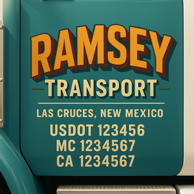 Custom Designed USDOT (DOT) Truck Door Lettering Decal Signs | Graphic Designed USDOT Lettering For Semi-Trucks, Work Trucks & Box Trucks | Add Your Trucking Name, USDOT, MC, CA, KYU, GVW & VIN (2-Pack)