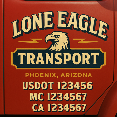 Custom Designed USDOT (DOT) Truck Door Lettering Decal Signs | Graphic Designed USDOT Lettering For Semi-Trucks, Work Trucks & Box Trucks | Add Your Trucking Name, USDOT, MC, CA, KYU, GVW & VIN (2-Pack)