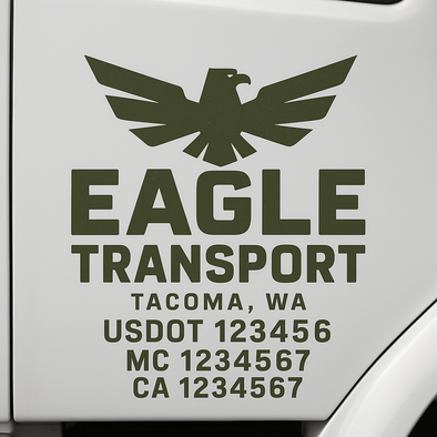 Custom Designed USDOT (DOT) Truck Door Lettering Decal Signs | Graphic Designed USDOT Lettering For Semi-Trucks, Work Trucks & Box Trucks | Add Your Trucking Name, USDOT, MC, CA, KYU, GVW & VIN (2-Pack)