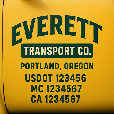 Custom Designed USDOT (DOT) Truck Door Lettering Decal Signs | Graphic Designed USDOT Lettering For Semi-Trucks, Work Trucks & Box Trucks | Add Your Trucking Name, USDOT, MC, CA, KYU, GVW & VIN (2-Pack)