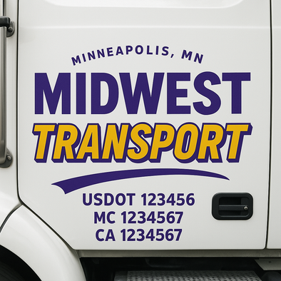 Custom Designed USDOT (DOT) Truck Door Lettering Decal Signs | Graphic Designed USDOT Lettering For Semi-Trucks, Work Trucks & Box Trucks | Add Your Trucking Name, USDOT, MC, CA, KYU, GVW & VIN (2-Pack)