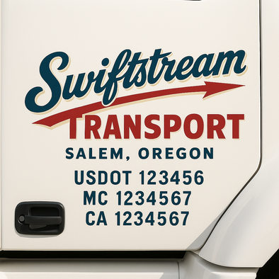 Custom Designed USDOT (DOT) Truck Door Lettering Decal Signs | Graphic Designed USDOT Lettering For Semi-Trucks, Work Trucks & Box Trucks | Add Your Trucking Name, USDOT, MC, CA, KYU, GVW & VIN (2-Pack)